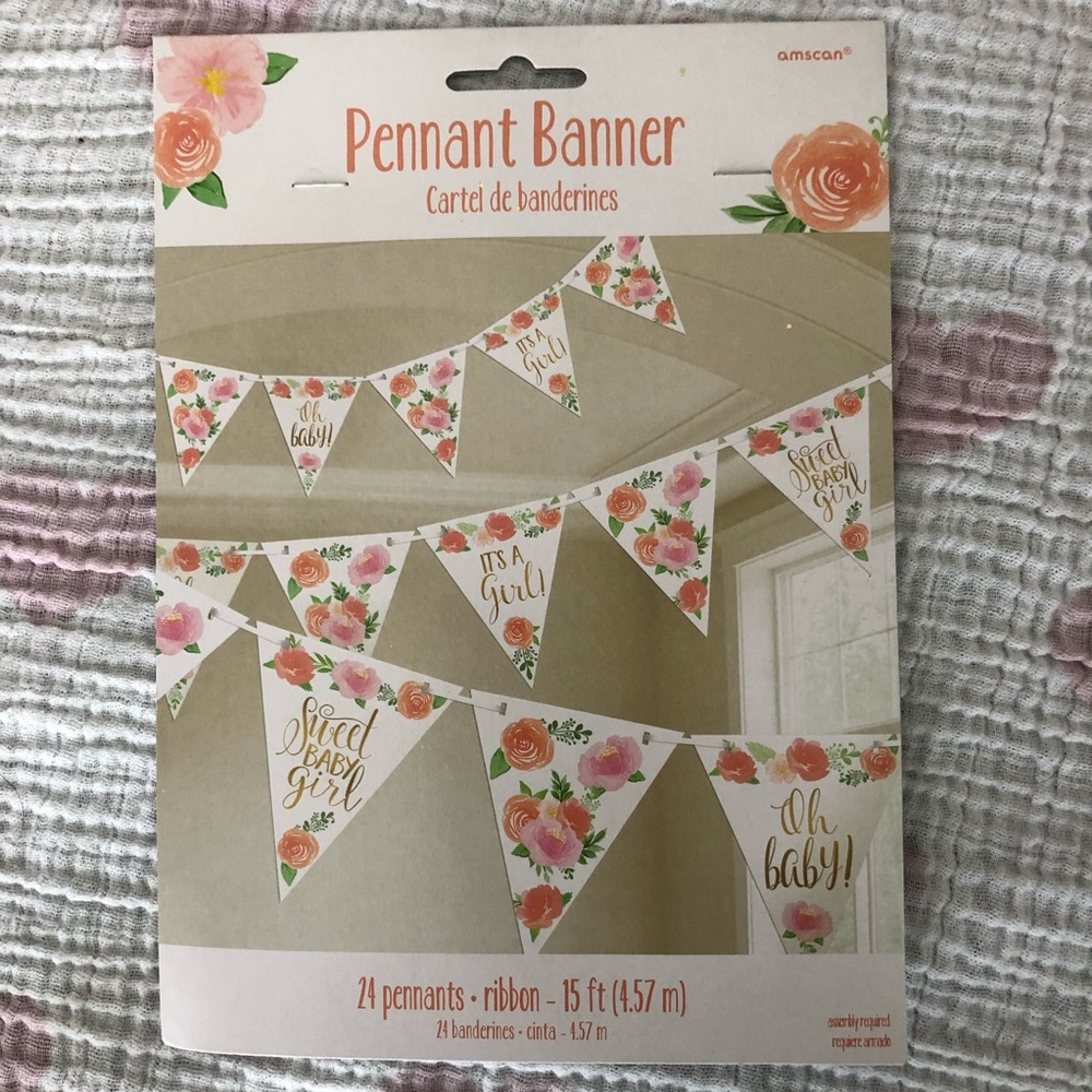 Rose Baby Girl Pennant Banner Baby Shower
